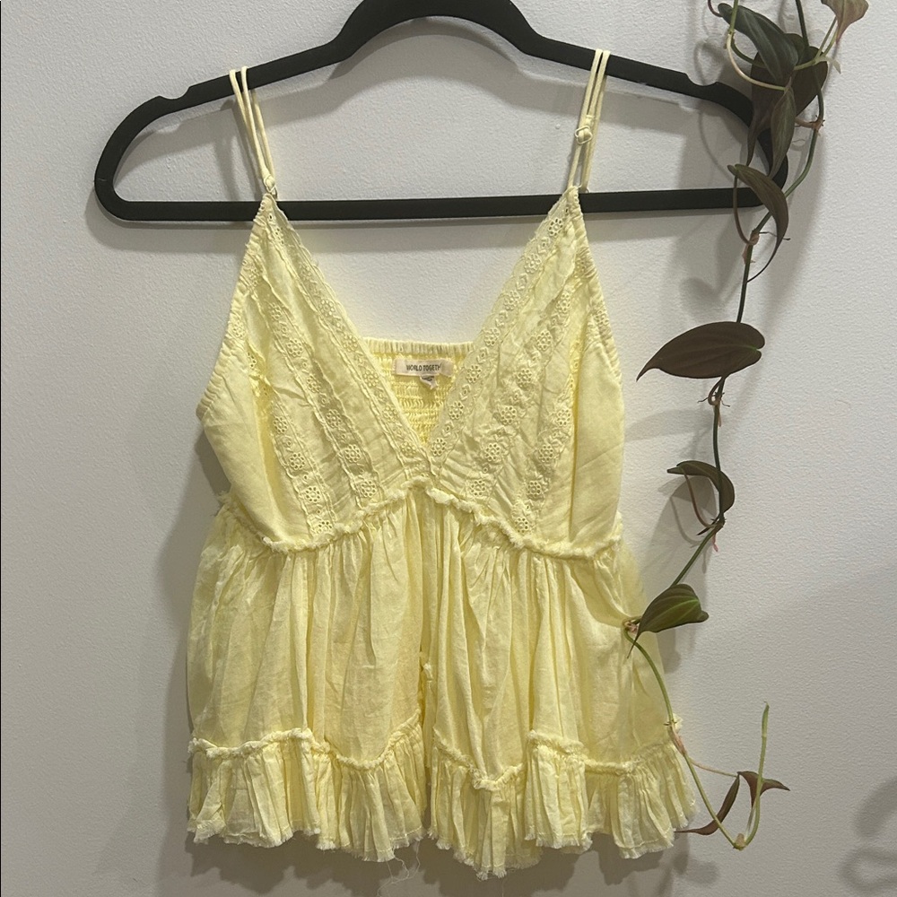 Yellow Lace Trim Cami Top